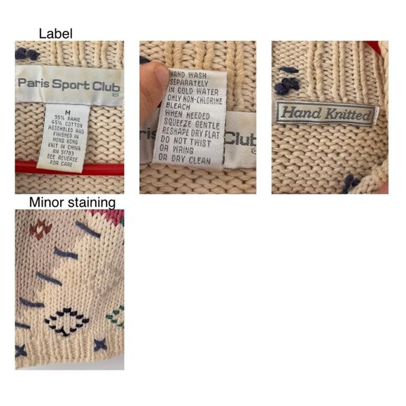 80s vintage multicolor floral patchwork grandma thick chunky hand knit sweater - Picture 10 of 10